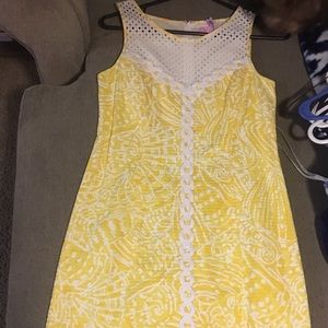 EUC yellow seashells Lilly Pulitzer shift dress